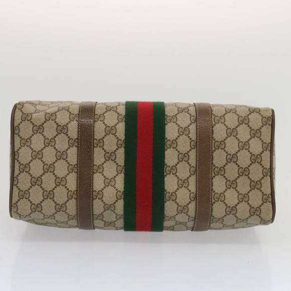 GUCCI GG Supreme Web Sherry Line Boston Bag Beige Red 24 02 007 Auth yk10839 - Picture 5 of 16